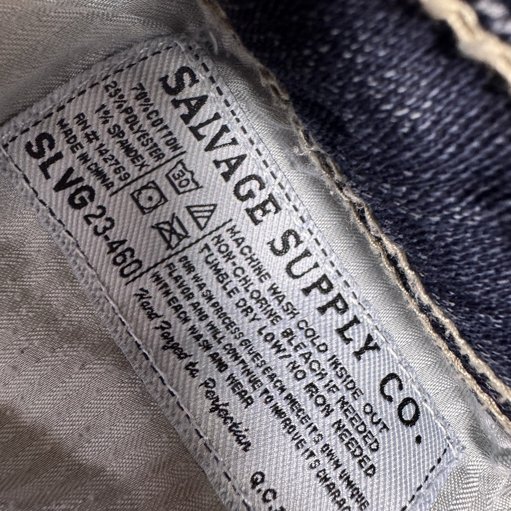 Salvage Jeans Mens 36r Mayhem Regular Straight Denim Whisker Thick Stitch 23-460 View 6